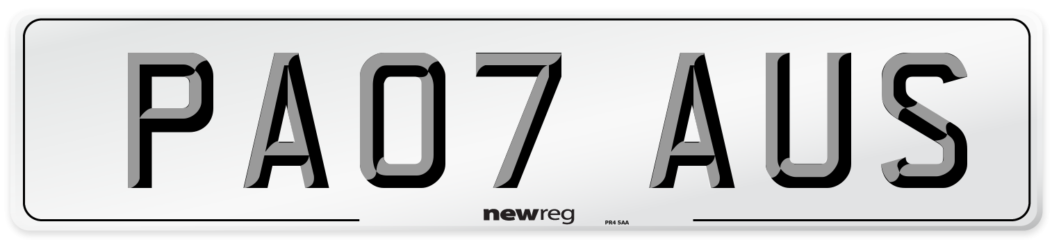 PA07 AUS Number Plate from New Reg